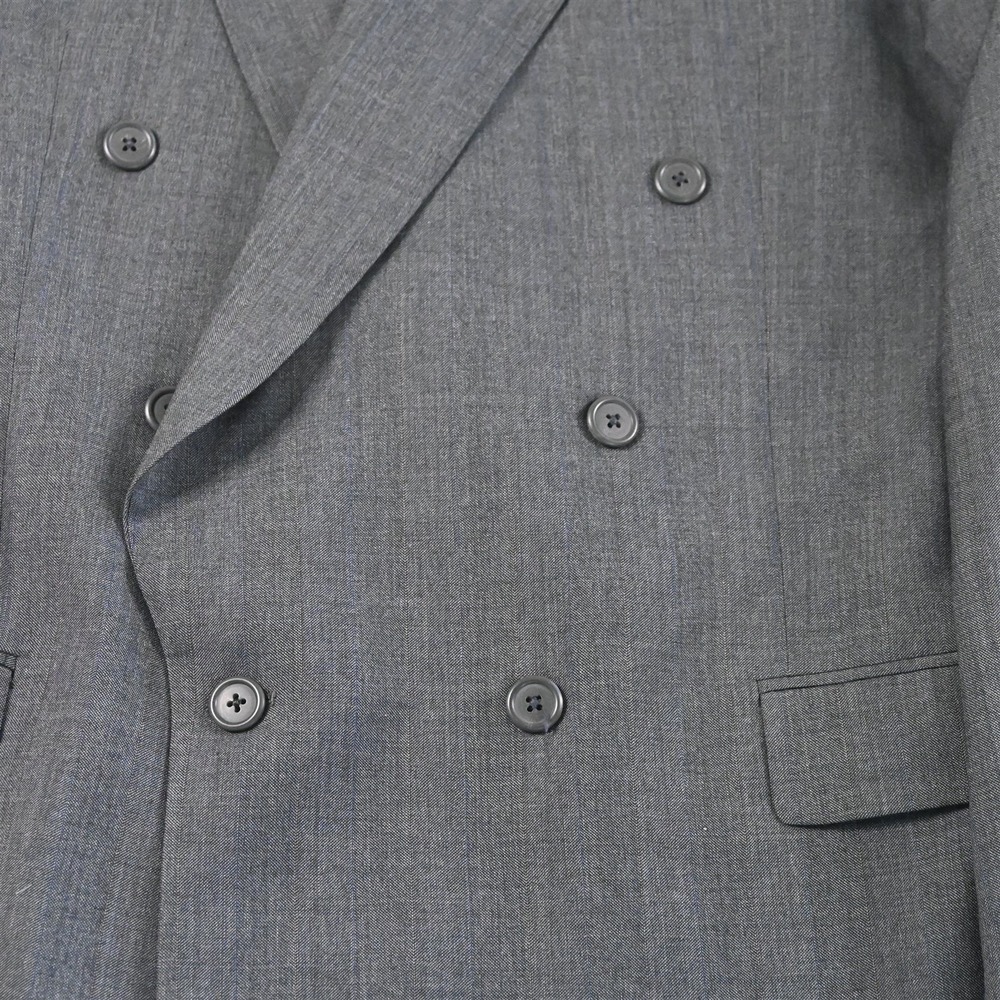 Vtg USA Double Breasted 42L Gray Sharkskin Wool Blazer Suit Jacket Sport Coat - Picture 3 of 12